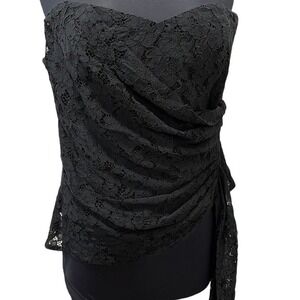 Mare‎ Mare x Anthropologie Black Lace Strapless Draped Sash Top Sweetheart Large